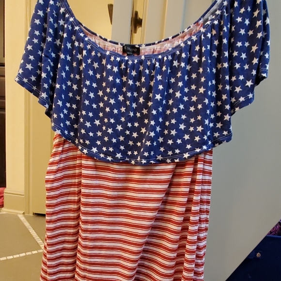 Old Navy Blue and Red Star Striped Top - Picture 1 of 1